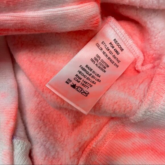 RE/DONE & Levis tie-dyed cotton fleece sweatshirt Crop Ombre Colorful Pullover S - Picture 8 of 8